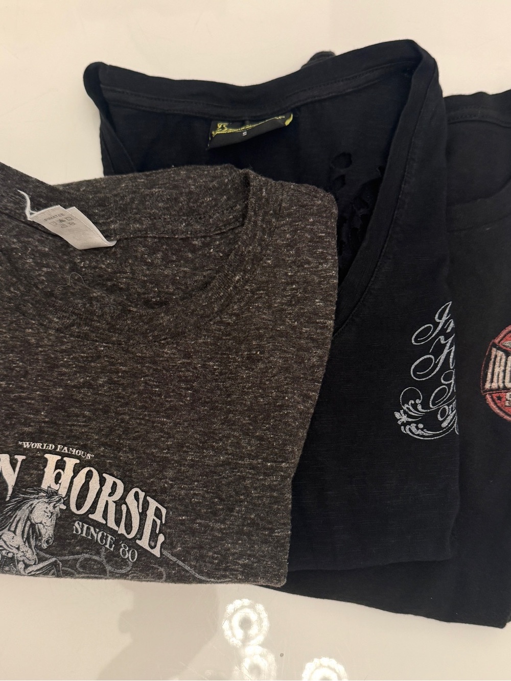 Set of 3 Women's Iron Horse Saloon Black & Charcoal Graphic Shirt Pack